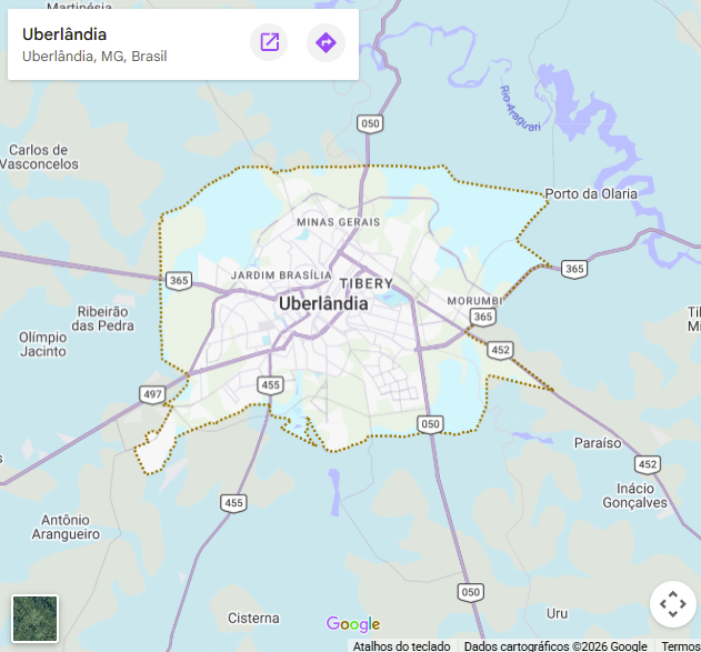 Mapa de Uberlândia, Minas Gerais